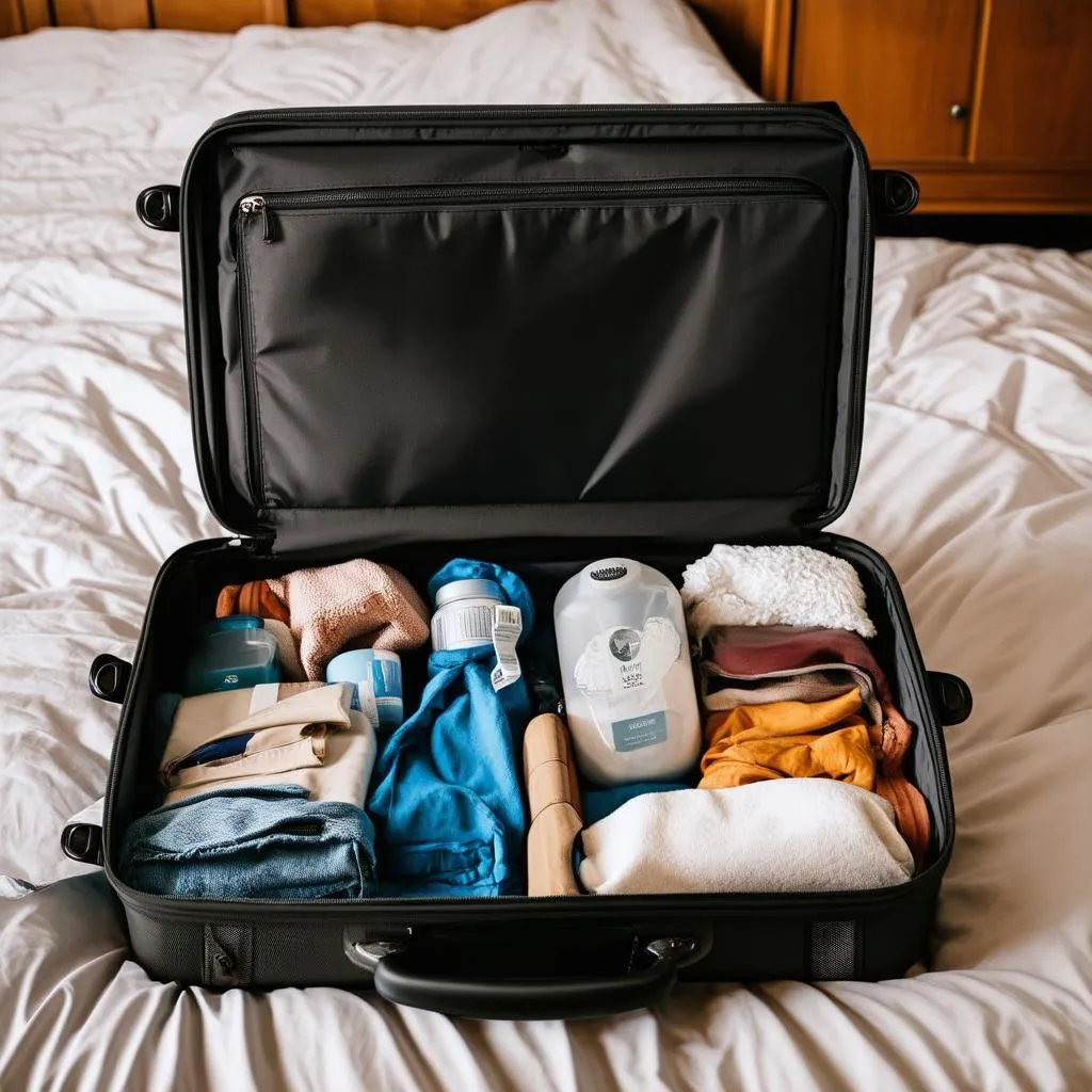 Packing a suitcase for a road trip